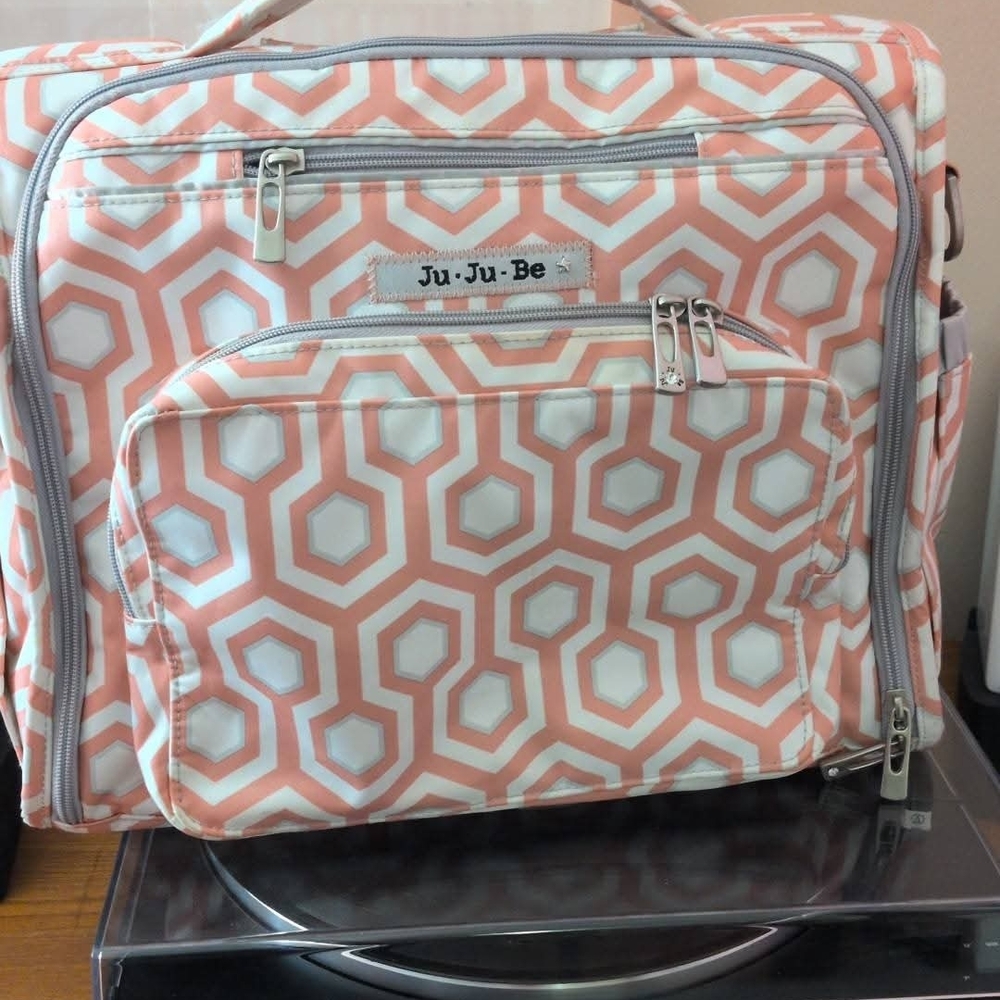 Ju-Ju-Be Geometric Pink and White Diaper Bag